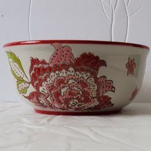 4- Red Floral Embossed Cereal Bowls
